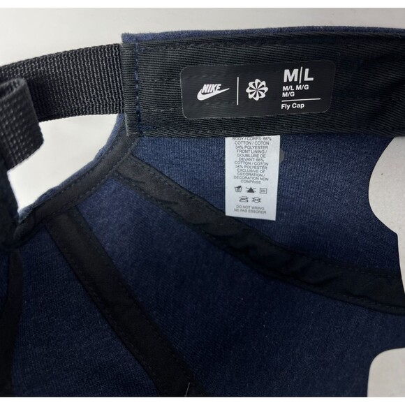 Nike Fly Unstructured Tech Fleece Cap Hat Size M/L Navy Blue HJ3504-451 - Picture 7 of 8